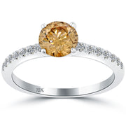 1.28 Carat Natural Fancy Cognac Brown Diamond Engagement Ring 18k White Gold