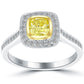 1.24 Carat Fancy Yellow Cushion Cut Diamond Engagement Ring 18k Vintage Style