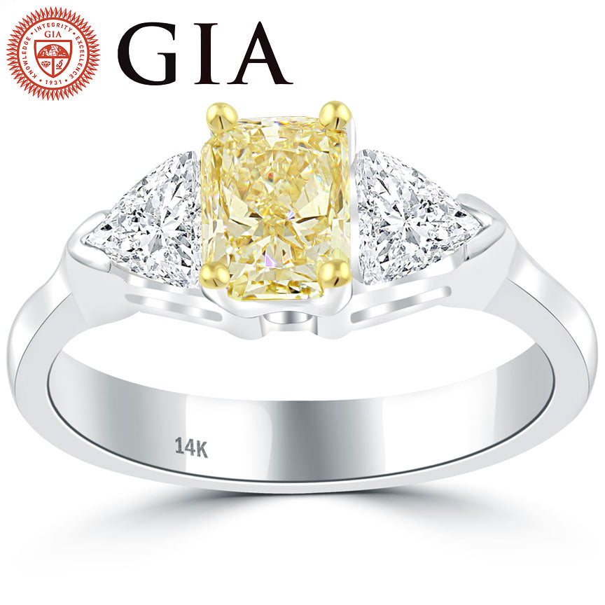 2.00 Carat GIA Certified Fancy Intense Yellow Diamond Engagement Ring 14k Gold
