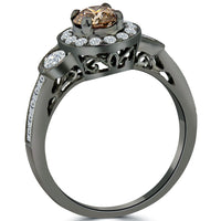 1.71 Carat Natural Fancy Cognac Brown Diamond Engagement Ring 14k Black Gold