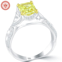 2.02 Carat GIA Certified Fancy Intense Yellow Diamond Engagement Ring 18k Gold