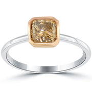1.18 Carat Natural Fancy Cognac Diamond Solitaire Engagement Ring 14k Rose Gold