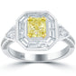 1.96 Carat Fancy Yellow Cushion Cut Diamond Engagement Ring 18k Vintage Style
