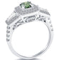 1.21 Carat Fancy Green Diamond Engagement Ring 14k White Gold Pave Halo