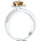1.83 Carat Fancy Cognac Brown Radiant Cut Diamond Engagement Ring 14k Pave Halo