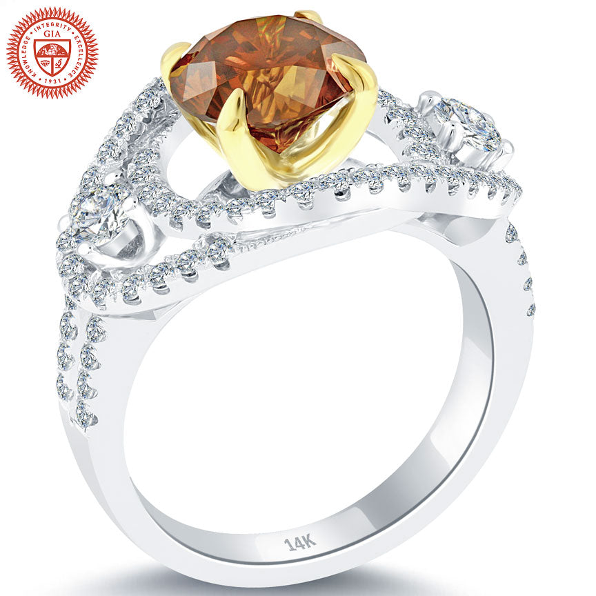 3.34 Carat GIA Certified Natural Fancy Orange Diamond Engagement Ring 14k Gold