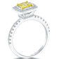 1.84 Carat Fancy Yellow Cushion Cut Diamond Engagement Ring 18k Gold Pave Halo