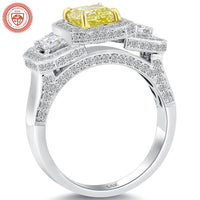 2.74 Carat GIA Certified Natural Fancy Yellow Diamond Engagement Ring 14k Gold