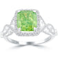 3.48 Carat Fancy Green Cushion Cut Diamond Engagement Ring 18k White Gold