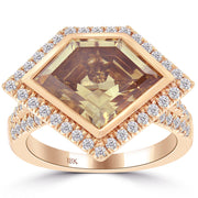 4.92 Carat Natural Fancy Cognac Brown Diamond Shape Cocktail Ring 18k Rose Gold