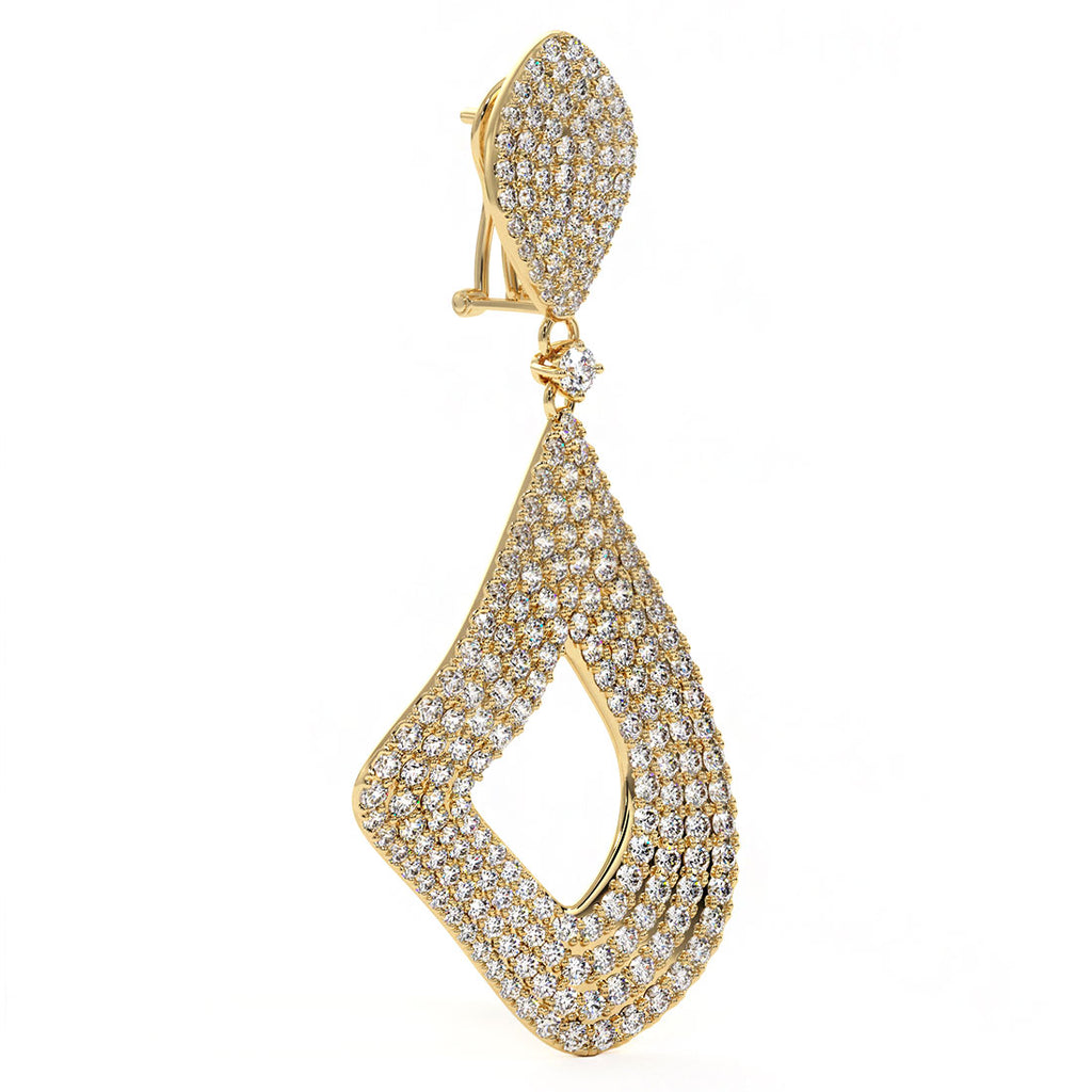 8.33 Carat F-VS Dangling Diamond Earrings set in 14k Yellow Gold