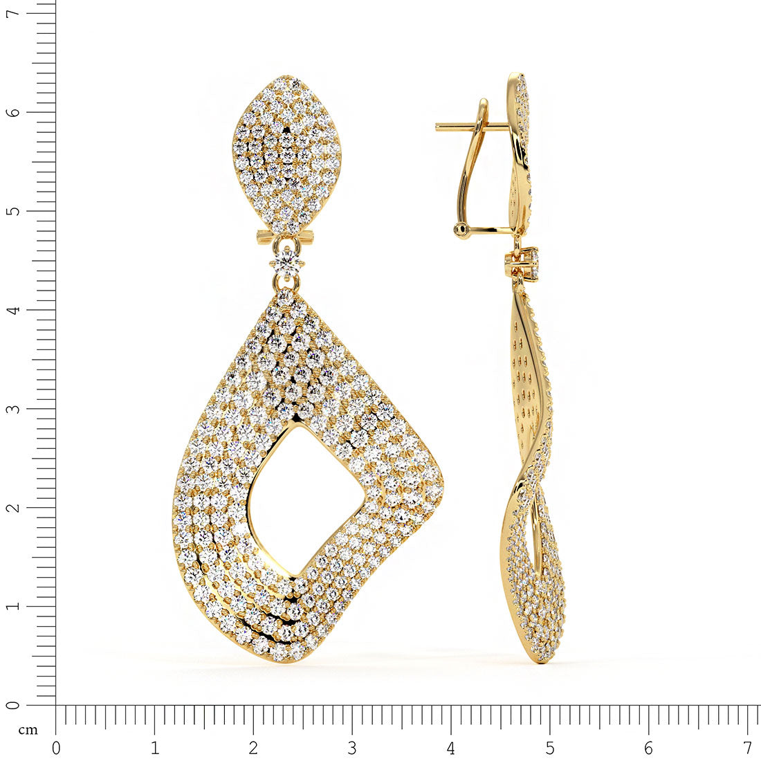 8.33 Carat F-VS Dangling Diamond Earrings set in 14k Yellow Gold