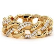 0.39 Carat F-VS Diamond Pave Link Ring 14k Yellow Gold