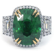 10.05 Carat Colombian Emerald & Diamond Cocktail Ring 18k White Gold