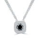 1.21 Carat Fancy Black Diamond Pendant Necklace 14k White Gold Pave Halo Front
