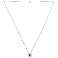 1.21 Carat Fancy Black Diamond Pendant Necklace 14k White Gold Pave Halo Far