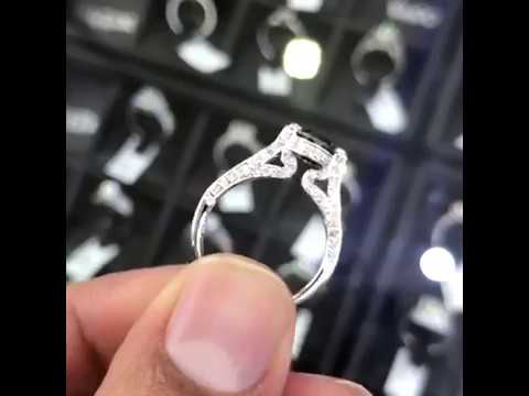 BDR-172 - 1.72 Carat Certified Natural Black Diamond Engagement Ring 18k White Gold