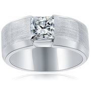 1.00 Carat D-VVS Princess Cut Diamond Wedding Band Ring 14k White Gold