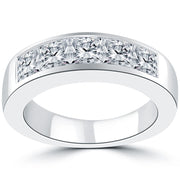 2.50ctw Princess Cut Diamond Wedding Band Channel Setting 14k White Gold