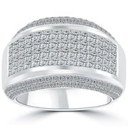 3.50ctw Princess Cut Natural Diamond Wedding Band Ring 18k White Gold