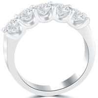 1.50 Carat F-VS-SI 5 Stone Diamond Wedding Band Anniversary Ring 14k White Gold