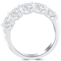 2.25 Carat G-VS-SI 5 Stone Diamond Wedding Band Anniversary Ring 14k White Gold