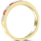 1.25 CTW Genuine Ruby & Diamond Wedding Band Anniversary Ring 14k Yellow Gold