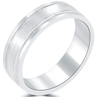 Milgrain Emery Matte Finish Wedding Band Ring 14k White Gold Comfort Fit (6.3 mm)