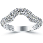 1.25 Carat Custom Curve Matching Diamond Wedding Band Ring 18k White Gold