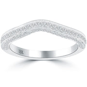 0.52 Carat Custom Curve Matching Diamond Wedding Band Ring 18k White Gold