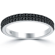 0.80ctw Black Diamond Wedding Band Ring Micro Pave 14k White Gold