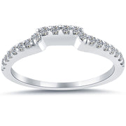 0.34 Carat Custom Curve Matching Diamond Wedding Band Ring 18k White Gold