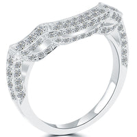 0.68 Carat Custom Curve Matching Diamond Wedding Band Ring 14k White Gold