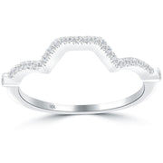 0.25 Carat Custom Curve Matching Diamond Wedding Band Ring 18K White Gold