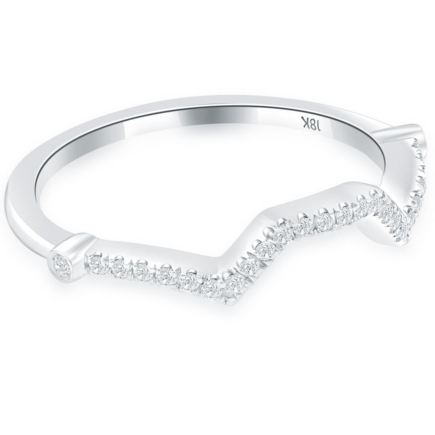 0.25 Carat Custom Curve Matching Diamond Wedding Band Ring 18K White Gold