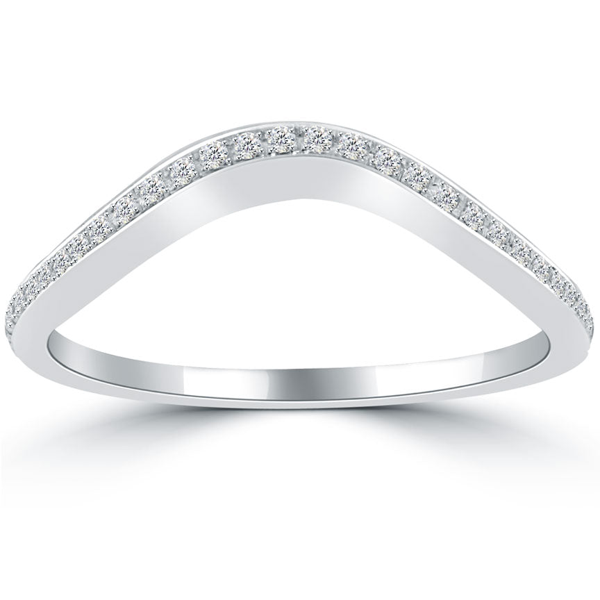 0.20 Carat Custom Curve Matching Diamond Wedding Band Ring 18k White Gold
