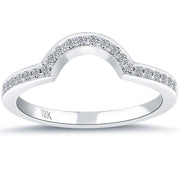 0.28 Carat F-VS1 Custom Curve Matching Diamond Wedding Band Ring 18k White Gold