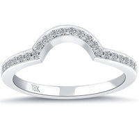 0.28 Carat F-VS1 Custom Curve Matching Diamond Wedding Band Ring 18k White Gold