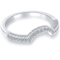 0.28 Carat F-VS1 Custom Curve Matching Diamond Wedding Band Ring 18k White Gold
