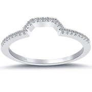 0.15 Carat F-VS1 Custom Curve Matching Diamond Wedding Band Ring 18k White Gold - High Quality Image Jewelry