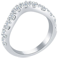 2.20 Carat F-VS Custom Curve Matching Diamond Wedding Band Ring 18k White Gold