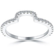 0.42 Carat Custom Curve Matching Diamond Wedding Band Ring 18k White Gold