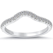 0.42 Carat Custom Curve Matching Diamond Wedding Band Ring 18k White Gold