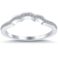 0.30 Carat Custom Curve Matching Diamond Wedding Band Ring 18K White Gold