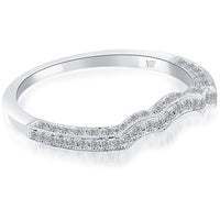 0.30 Carat Custom Curve Matching Diamond Wedding Band Ring 18K White Gold