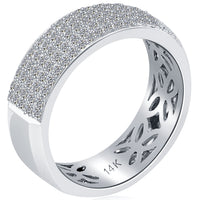 1.17 Carat Natural Diamond Mens Pave Wedding Band Ring 14k White Gold Men Ring