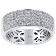 1.17ctw Natural Diamond Mens Pave Wedding Band Ring 14k White Gold Men Ring