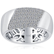 1.16ctw Natural Diamond Mens Pave Wedding Band Ring 14k White Gold Men Ring