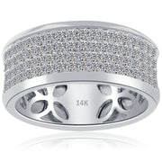 1.32ctw Natural Diamond Mens Pave Wedding Band Ring 14k White Gold Men Ring