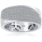 1.49ctw Natural Diamond Mens Pave Wedding Band Ring 14k White Gold Men Ring